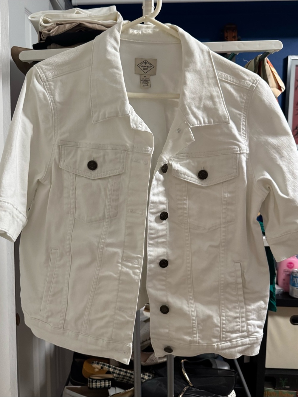 St. John's Bay White Short-Sleeve Denim Jacket